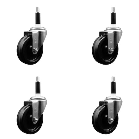 Service Caster 4'' SS Phenolic Wheel Swivel 7/8'' Expanding Stem Caster Set, 4PK SCC-SSEX20S414-PHS-78-4